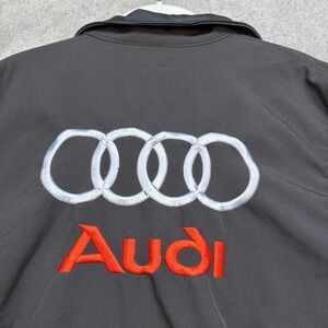 Audi RS Softshell Jacket Mens Large Black Full Zip Big Logo Back